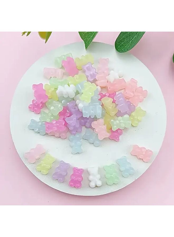 60PCS Random Mix Acrylic Bear Beads Mini Animal Ornaments For DIY Jewelry Making - Image 1